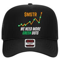 $Mstr We Need More Green Dots Microstrategy Bitcoin High Crown Mesh Back Trucker Hat