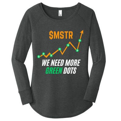 $Mstr We Need More Green Dots Microstrategy Bitcoin Women's Perfect Tri Tunic Long Sleeve Shirt