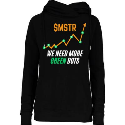 $Mstr We Need More Green Dots Microstrategy Bitcoin Womens Funnel Neck Pullover Hood
