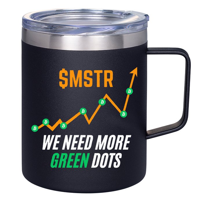 $Mstr We Need More Green Dots Microstrategy Bitcoin 12oz Stainless Steel Coffee Mug