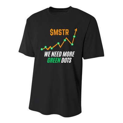 $Mstr We Need More Green Dots Microstrategy Bitcoin Youth Performance Sprint T-Shirt