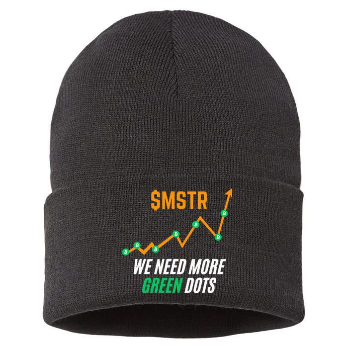 $Mstr We Need More Green Dots Microstrategy Bitcoin Sustainable Knit Beanie