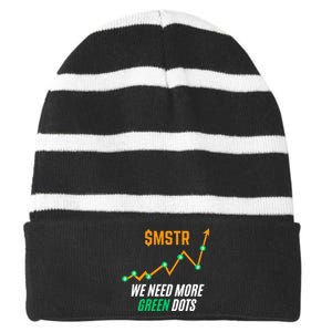 $Mstr We Need More Green Dots Microstrategy Bitcoin Striped Beanie with Solid Band