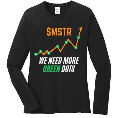 $Mstr We Need More Green Dots Microstrategy Bitcoin Ladies Long Sleeve Shirt
