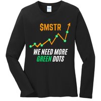 $Mstr We Need More Green Dots Microstrategy Bitcoin Ladies Long Sleeve Shirt