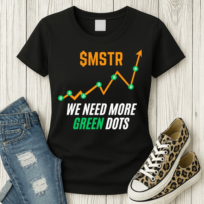 $Mstr We Need More Green Dots Microstrategy Bitcoin Womens T-Shirt