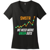 $Mstr We Need More Green Dots Microstrategy Bitcoin Women's V-Neck T-Shirt