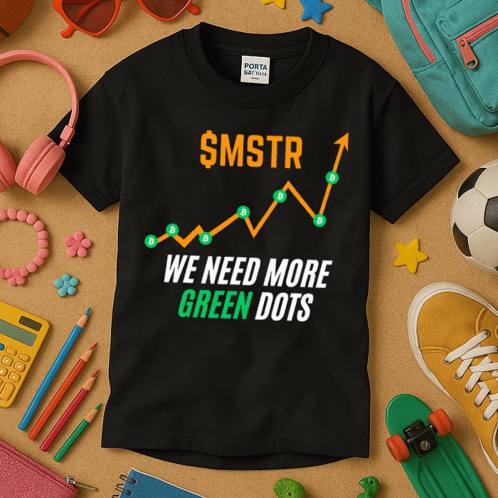 $Mstr We Need More Green Dots Microstrategy Bitcoin Kids T-Shirt
