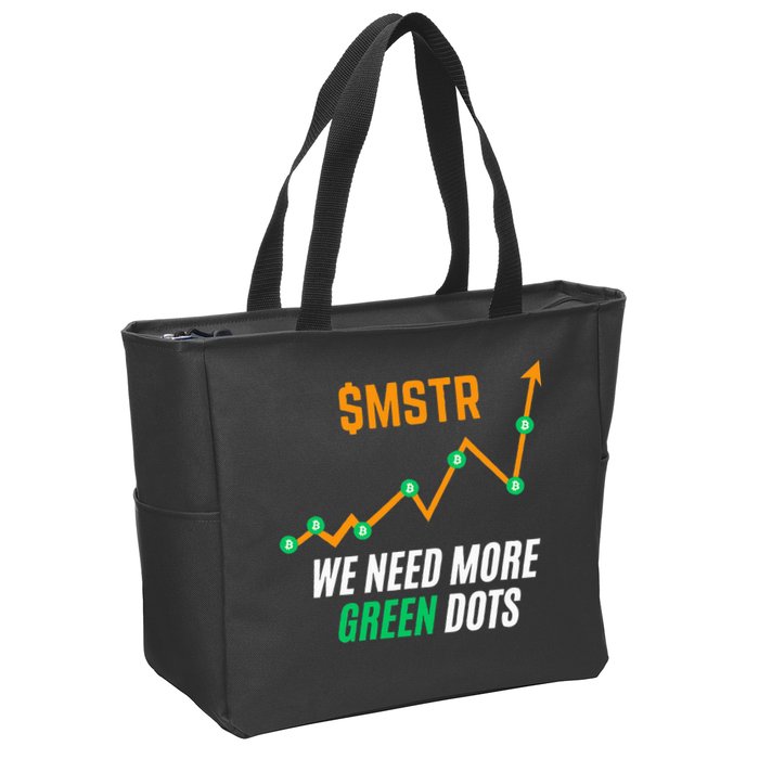 $Mstr We Need More Green Dots Microstrategy Bitcoin Zip Tote Bag