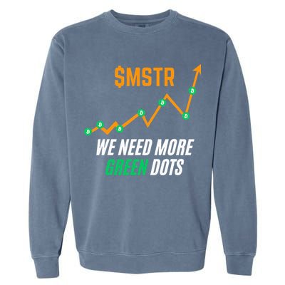 $Mstr We Need More Green Dots Microstrategy Bitcoin Garment-Dyed Sweatshirt