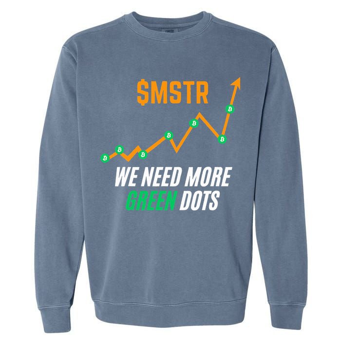 $Mstr We Need More Green Dots Microstrategy Bitcoin Garment-Dyed Sweatshirt