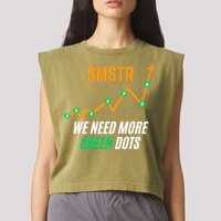 $Mstr We Need More Green Dots Microstrategy Bitcoin Garment-Dyed Women's Muscle Tee