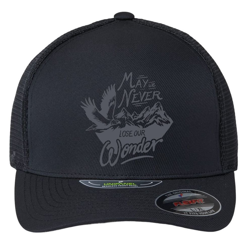 May We Never Lose Our Wonder Nature Flexfit Unipanel Trucker Cap