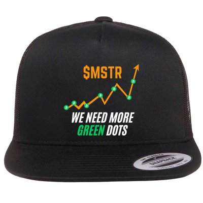$Mstr We Need More Green Dots Microstrategy Bitcoin Flat Bill Trucker Hat