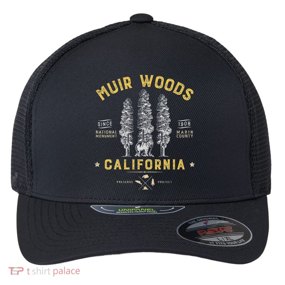Muir Woods National Monument California Redwood Park Flexfit Unipanel Trucker Cap