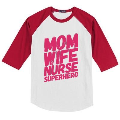 Mom Wife Nurse Superhero Cute Mother Nurse Fitted Scoop Mother's Day Kids Colorblock Raglan Jersey