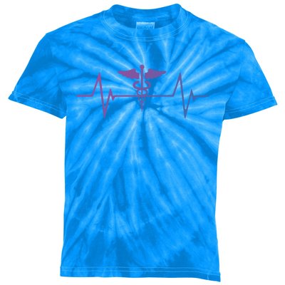 Medical Worker Nurse Heartbeat Gift Kids Tie-Dye T-Shirt