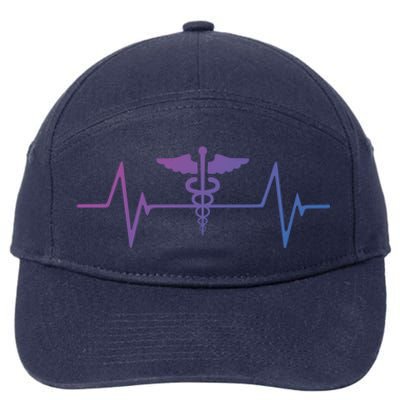 Medical Worker Nurse Heartbeat Gift 7-Panel Snapback Hat