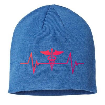 Medical Worker Nurse Heartbeat Gift Sustainable Beanie