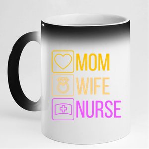 Mom Wife Nurse I Super Nurse Cool Gift 11oz Black Color Changing Mug