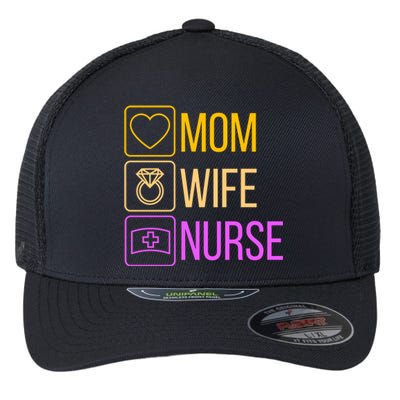 Mom Wife Nurse I Super Nurse Cool Gift Flexfit Unipanel Trucker Cap