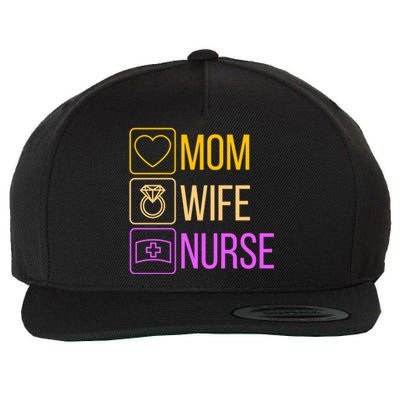 Mom Wife Nurse I Super Nurse Cool Gift Wool Snapback Cap