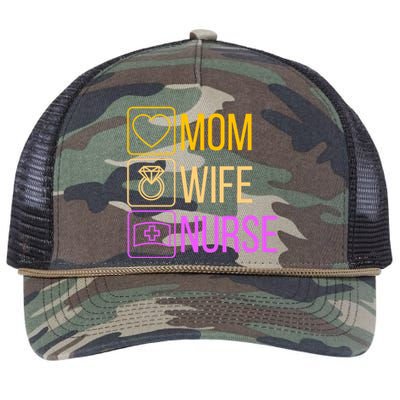 Mom Wife Nurse I Super Nurse Cool Gift Retro Rope Trucker Hat Cap