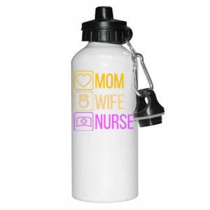 Mom Wife Nurse I Super Nurse Cool Gift Aluminum Water Bottle