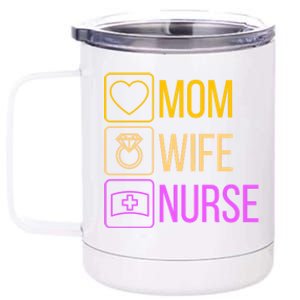 Mom Wife Nurse I Super Nurse Cool Gift 12 oz Stainless Steel Tumbler Cup