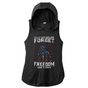 May We Never Forget Freedom IsnT Free Usa Flag Memorial Day Ladies PosiCharge Tri-Blend Wicking Draft Hoodie Tank