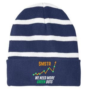 $Mstr We Need More Green Dots Microstrategy Bitcoin Striped Beanie with Solid Band