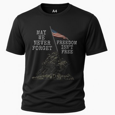 May We Never Forget Freedom Isnt Free Usa Flag Veteran Cooling Performance Crew T-Shirt