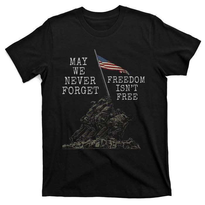 May We Never Forget Freedom Isnt Free Usa Flag Veteran T-Shirt