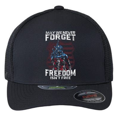 May We Never Forget Freedom Isnt Free Usa Flag Memorial Day Flexfit Unipanel Trucker Cap