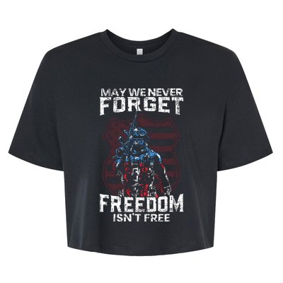 May We Never Forget Freedom Isnt Free Usa Flag Memorial Day Bella+Canvas Jersey Crop Tee