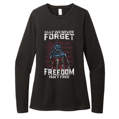 May We Never Forget Freedom Isnt Free Usa Flag Memorial Day Womens CVC Long Sleeve Shirt