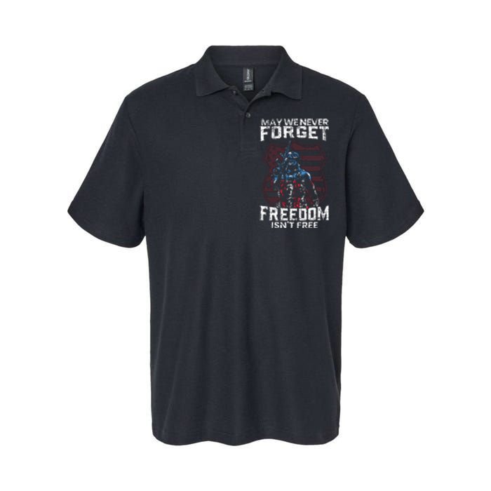 May We Never Forget Freedom Isnt Free Usa Flag Memorial Day Softstyle Adult Sport Polo