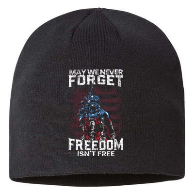 May We Never Forget Freedom Isnt Free Usa Flag Memorial Day Sustainable Beanie