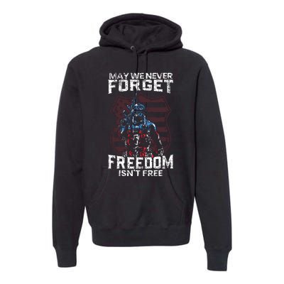 May We Never Forget Freedom Isnt Free Usa Flag Memorial Day Premium Hoodie