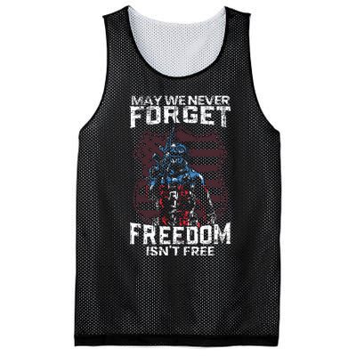 May We Never Forget Freedom Isnt Free Usa Flag Memorial Day Mesh Reversible Basketball Jersey Tank