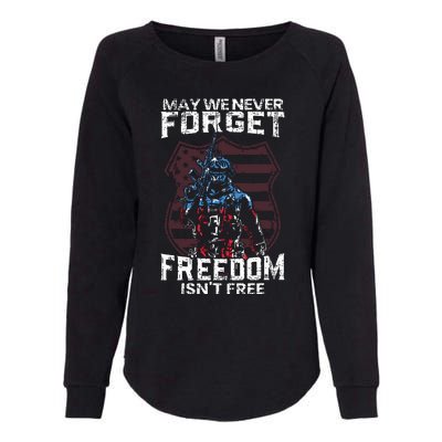 May We Never Forget Freedom Isnt Free Usa Flag Memorial Day Womens California Wash Sweatshirt