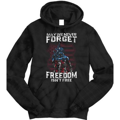 May We Never Forget Freedom Isnt Free Usa Flag Memorial Day Tie Dye Hoodie