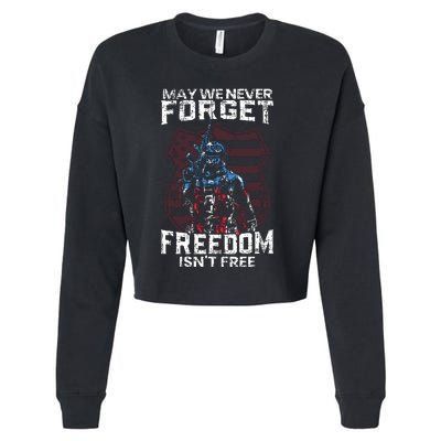 May We Never Forget Freedom Isnt Free Usa Flag Memorial Day Cropped Pullover Crew