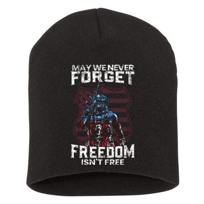 May We Never Forget Freedom Isnt Free Usa Flag Memorial Day Short Acrylic Beanie