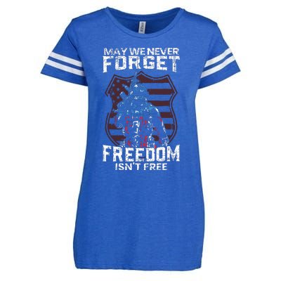 May We Never Forget Freedom Isnt Free Usa Flag Memorial Day Enza Ladies Jersey Football T-Shirt