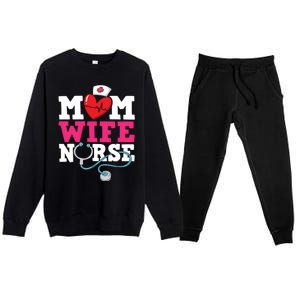 Mom Wife Nurse Gift Premium Crewneck Sweatsuit Set