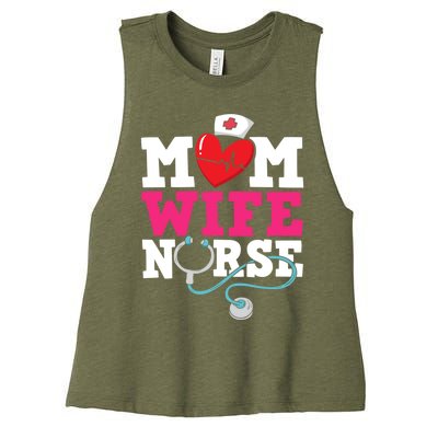 Mom Wife Nurse Gift Women's Racerback Cropped Tank