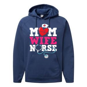 Mom Wife Nurse Gift Performance Fleece Hoodie