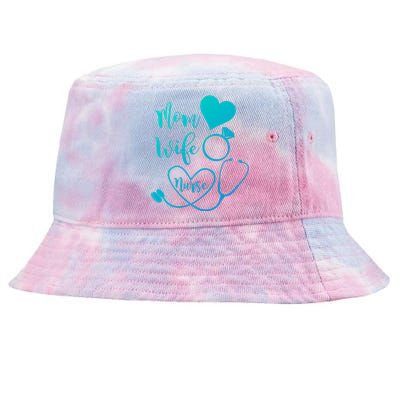 Mom Wife Nurse Heart Diamond Ring Stethoscope Funny Gift Tie-Dyed Bucket Hat