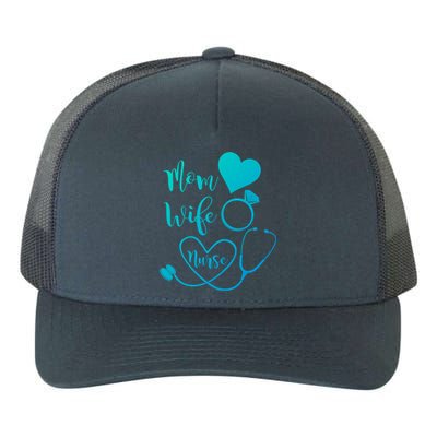 Mom Wife Nurse Heart Diamond Ring Stethoscope Funny Gift Yupoong Adult 5-Panel Trucker Hat